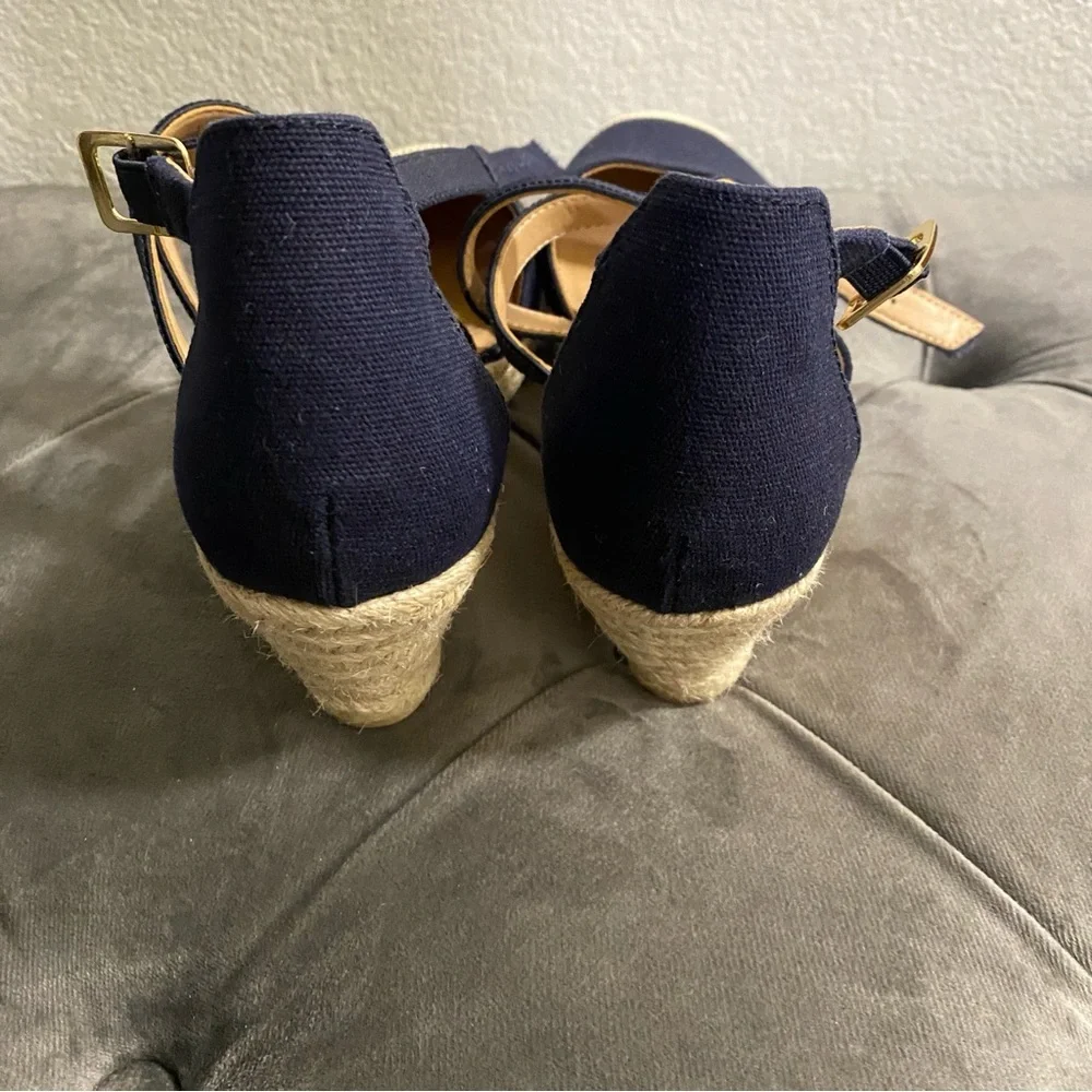 GUC TALBOTS LYNDSAY ESPADRILLE WEDGES - CANVAS - SIZE 6.5
